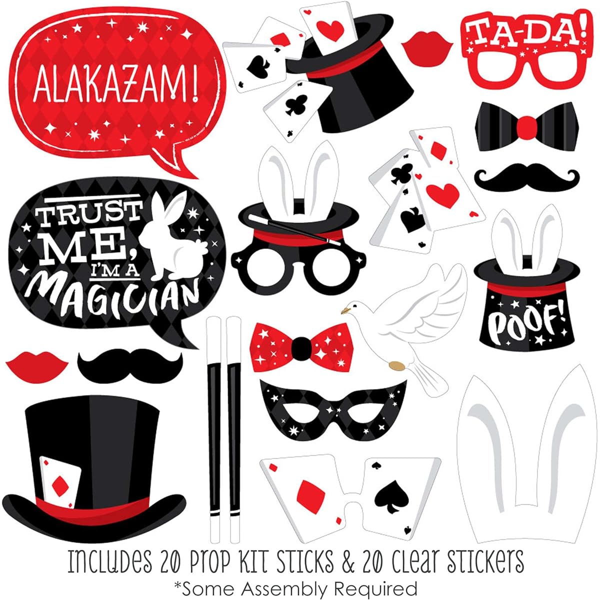 Magic - Party Photo Booth Props Kit - 20 Count