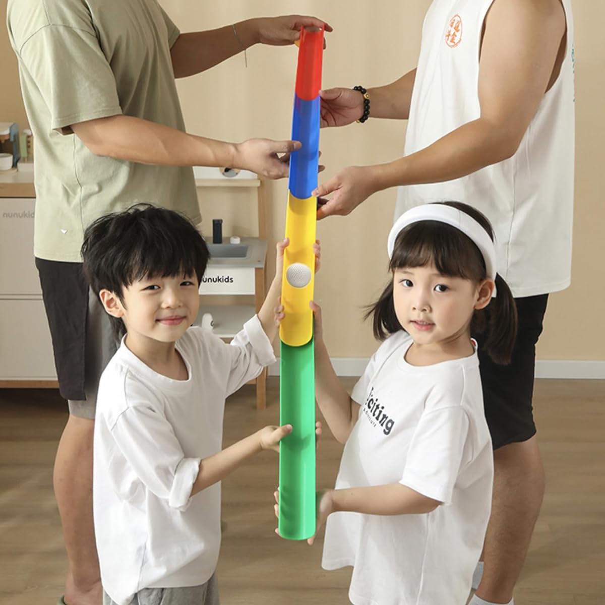 Fanboxk Team Building Activities Pipeline Kit Group Games Outdoor Party Group Games for Kids & Adults Cooperative Team Race for Birthday Party - Set of 12-10 Colorful Half Pipes and 2 Golf Balls