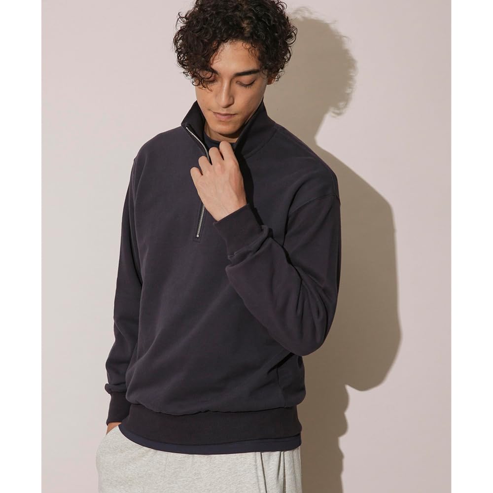 nano universe "NJ/CLUB" HOMESTOCK fine brushed fleece half zip sweatshirt