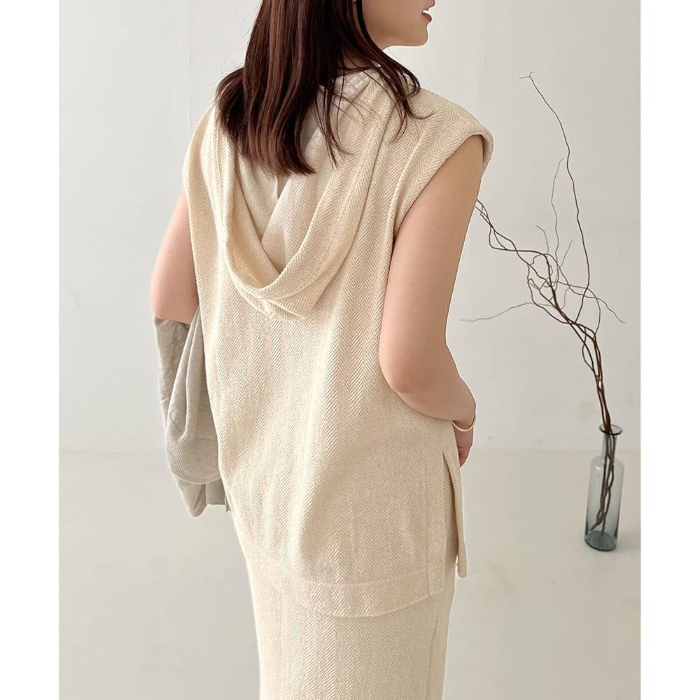 [Urban Research Doors] Hoodie Sweatshirt "Set-up compatible" Herringbone pattern cut hoodie Women's DR25-21G108