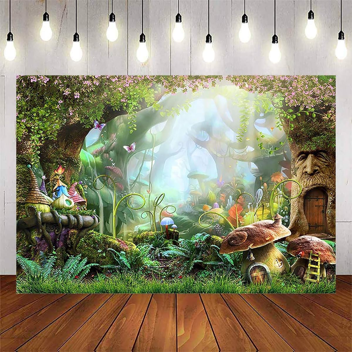 Avezano Forest Backdrop Fairy Tale Enchanted Forest Photography Background Spring Mushroom Fantasy Frost Safari Jungle Birthday Party Decorations(6x4ft)