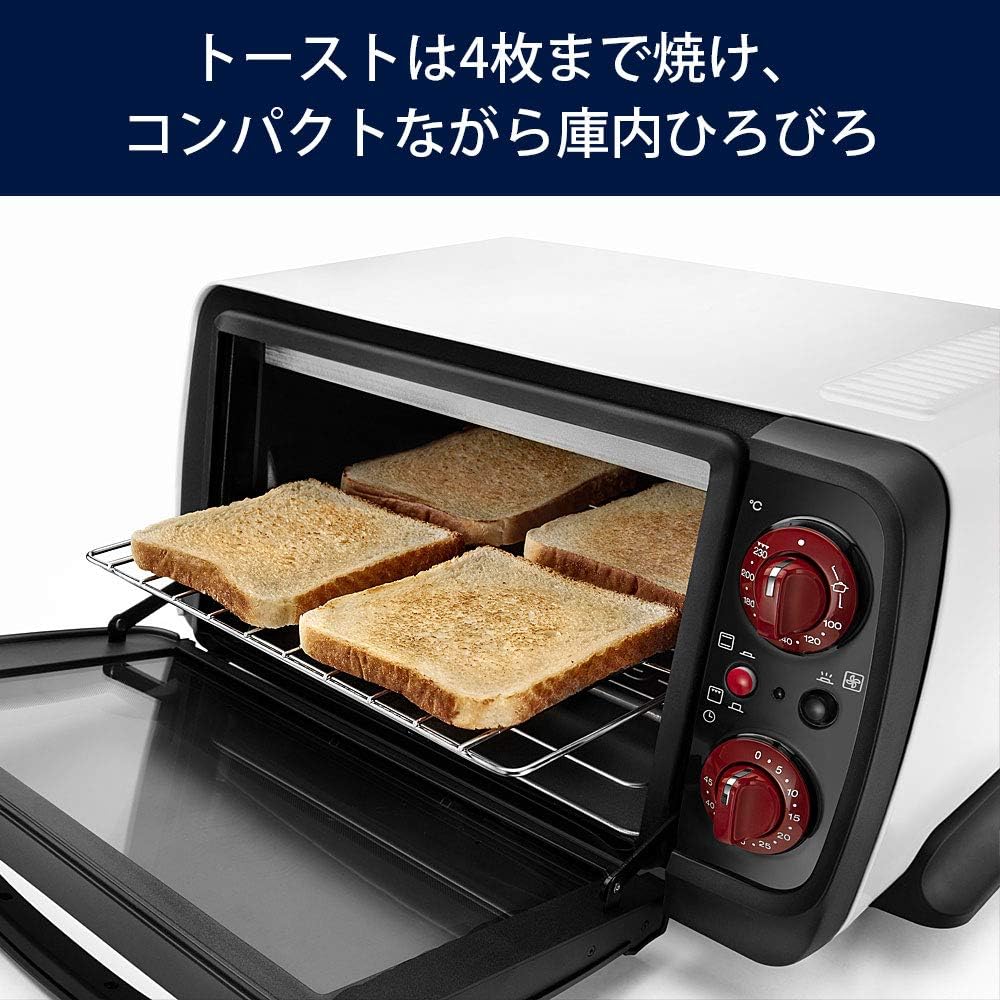 De'Longhi Convection Oven Sfornatuto Ivo EO90155J-W Compact No uneven cooking Simple operation Powerful heating 6 types of cooking functions Deep tray Safety design [White x Black] 3 year warranty with DeLonghi family registration