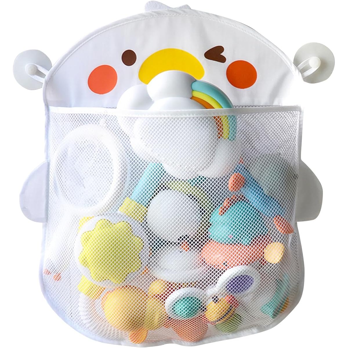 QWLWBU Bath Toy Organizer, Bath Toy Storage for Shower, Hanging Mesh Bathtub Toy Holder, Help Baby Bathtub Toys Dry Faster, Bathtub Toy Organizer with 2 Suction Cups