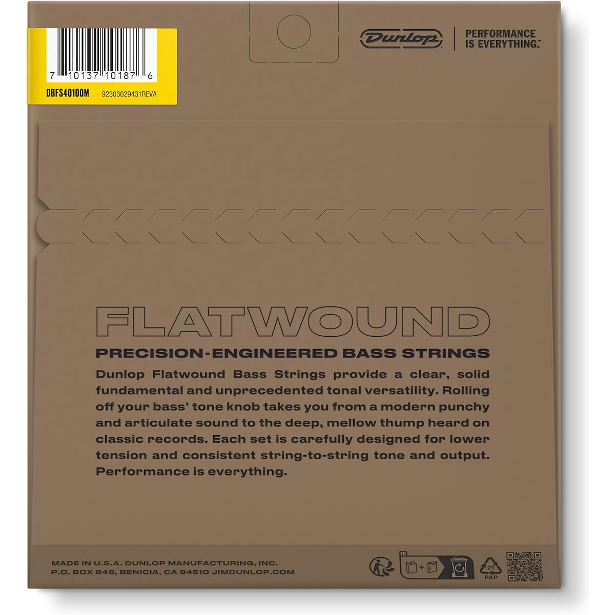 JIM DUNLOP Stainless Steel Flatwound Bass Strings DBFS40100M Electric Bass Strings