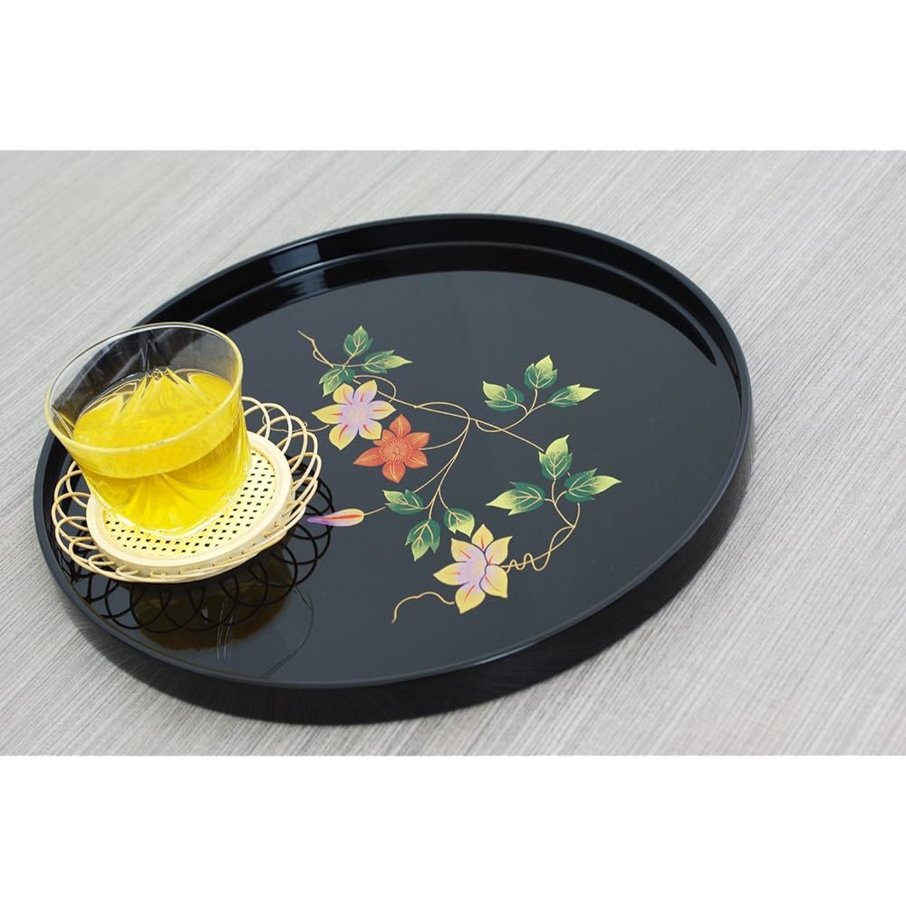 Nakanishi Kogei Kishu coloring round tray deep black Yamato orchid 22-12-2