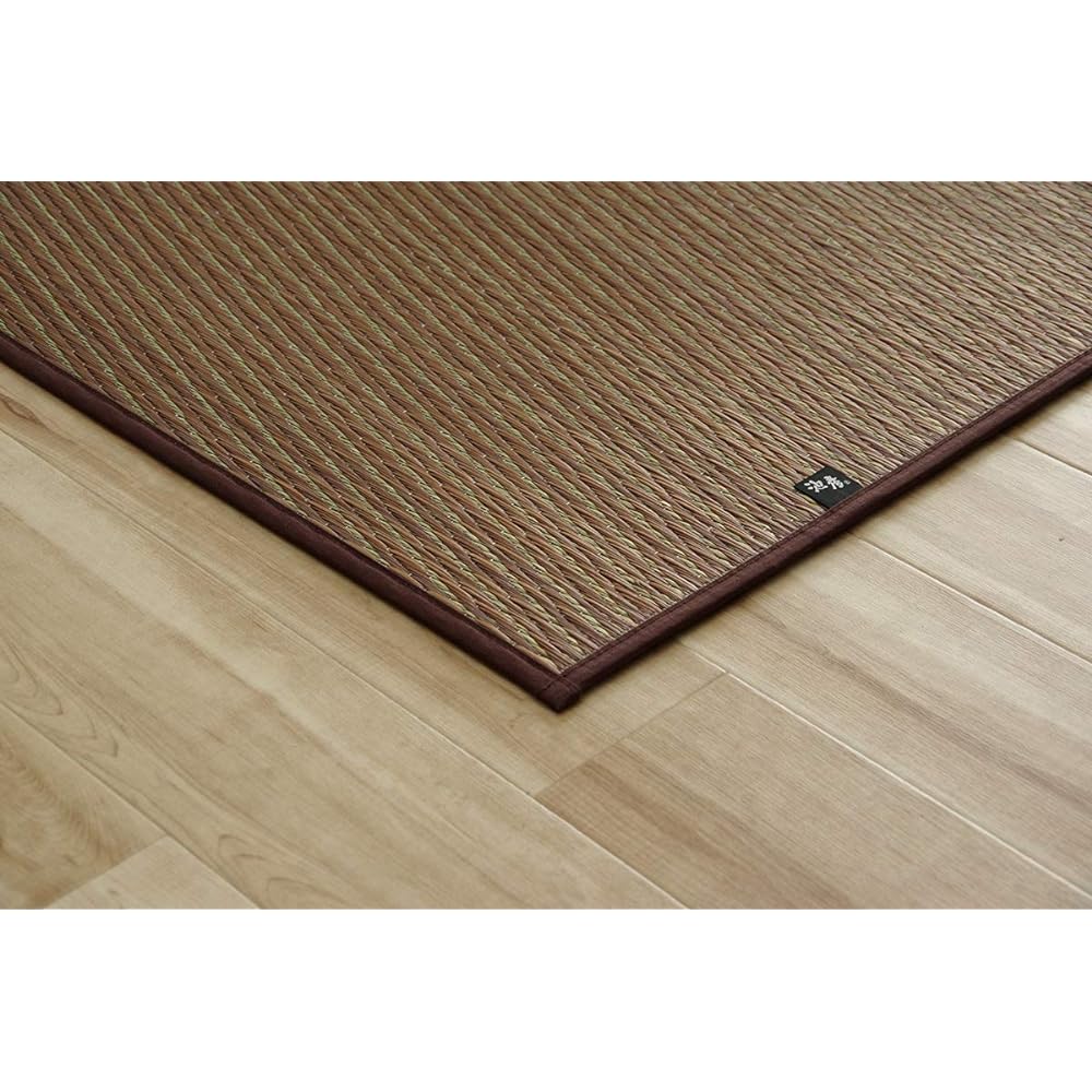 Ikehiko Corporation Igusa Rug Carpet 1.5 tatami mats Domestic F Solid Light Brown Approx. 140 x 200 cm Back: Urethane Simple #8213410