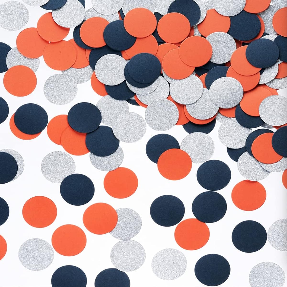 Orange Navy Blue and Silver Glitter Confetti Table Decorations for Graduation Birthday Galaxy Space Bachelorette Theme Party 1.2" Diameter 200 Sheets