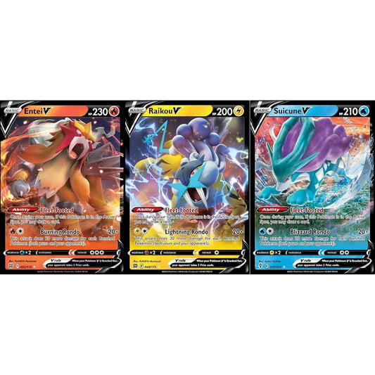 Suicune V - Entei V - Raikou V - Pokemon Legendary Card Lot - Evolving Skies - Brilliant Stars 031/203-022/172-048/172
