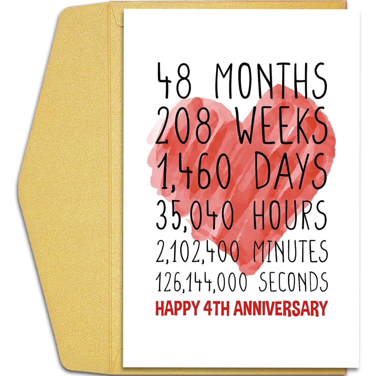 Qiliji Happy 4th Anniversary Card for Him Her 4th Wedding Anniversary Card for Husband and Wife Funny 4 Years Together Anniversary Greeting Card