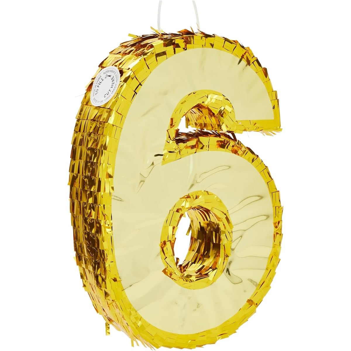Gold Foil Number 6 Pinata for 6th Birthday Party Decorations Centerpieces for Anniversary Celebration (Small 15.5 x 10.5 x 3 Inches)