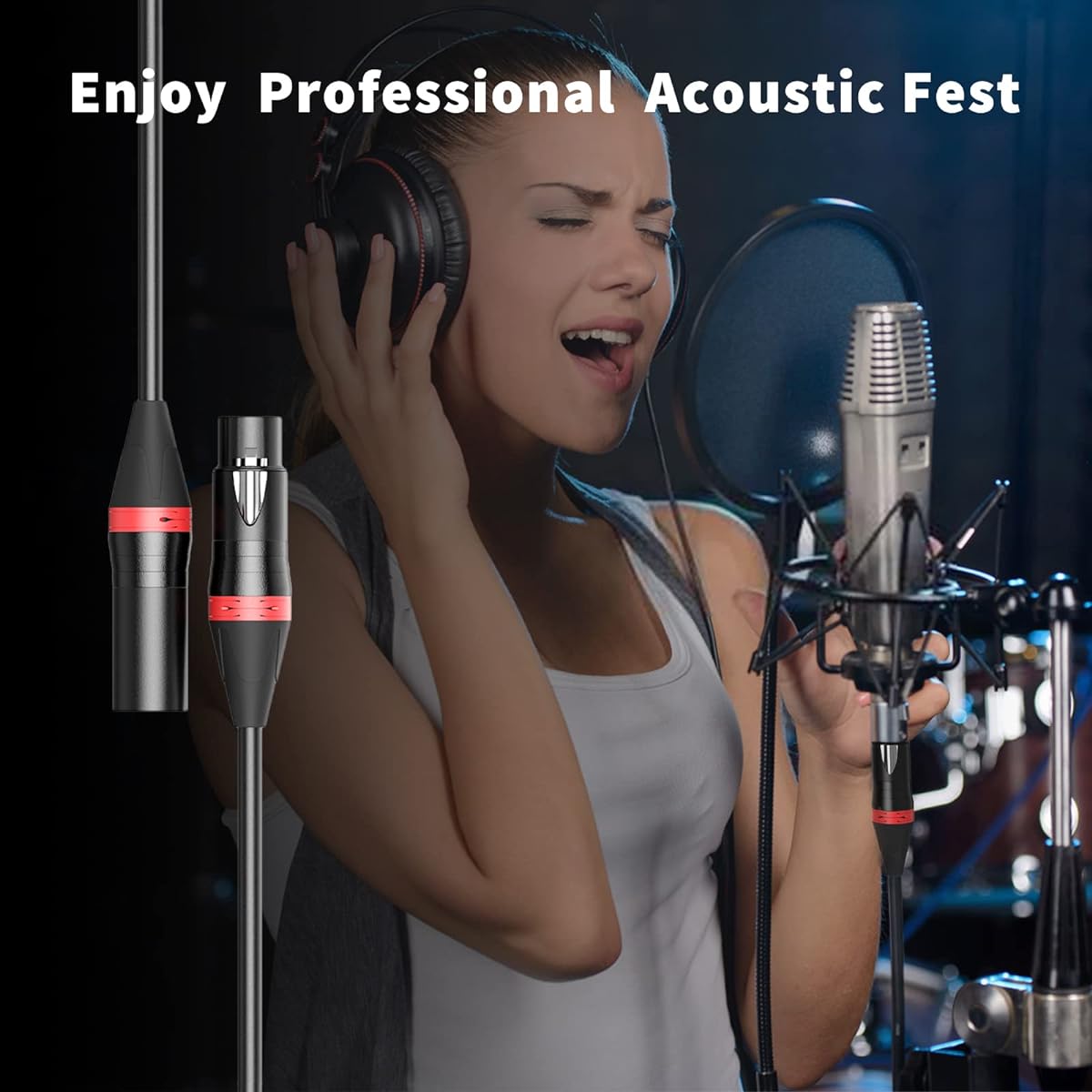 Rxonof XLR Cable 100ft XLR Cable Balanced Gold Plated OFC XLR Male to Female Microphone Cable for Microphones, Mixers, Speaker Systems and More
