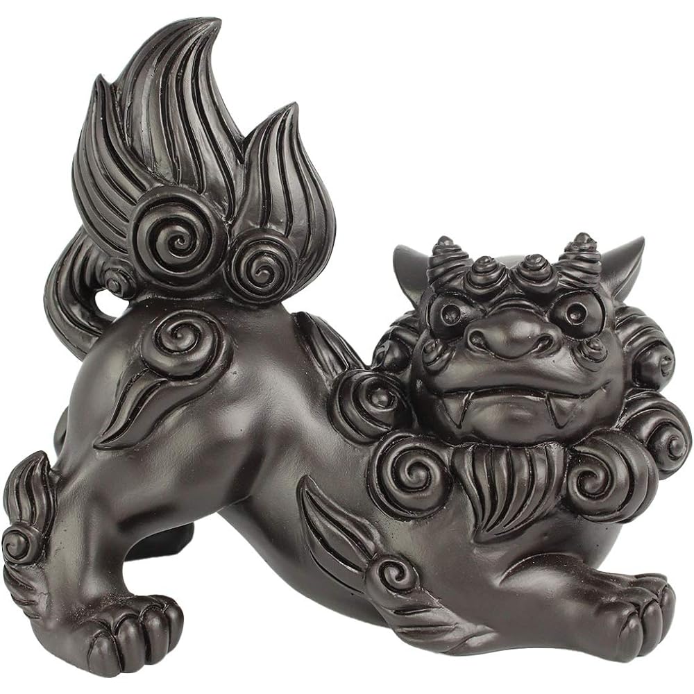 Shisa Shisa Okinawa Souvenir Amulet Kajimaya Shisa (Large) (Black) Object Ornament Entrance Money Luck Talisman Amulet Feng Shui Ryukyu Present Happiness Power Stone