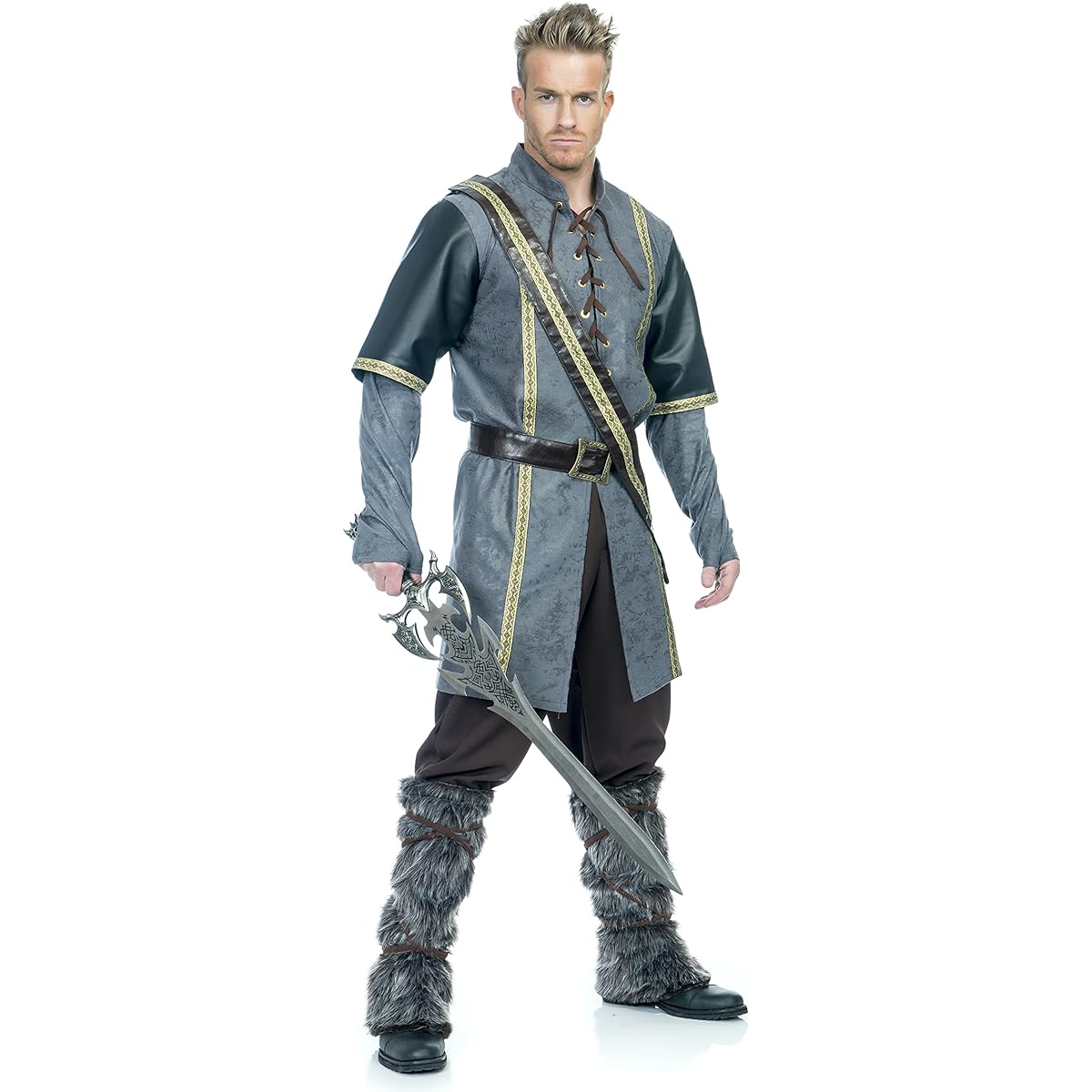 Charades Men's Medieval Warrior Costume, Gold, Large