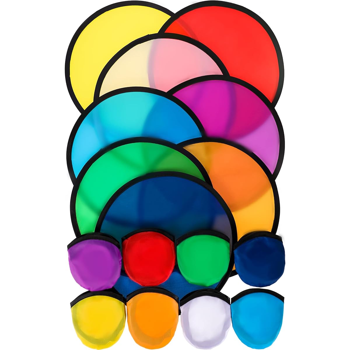 Gejoy Foldable Flying Disc Fan Set Beach Flying Disc for Party Creative Gifts for Halloween Christmas New Year 8 Colors 24 Pieces