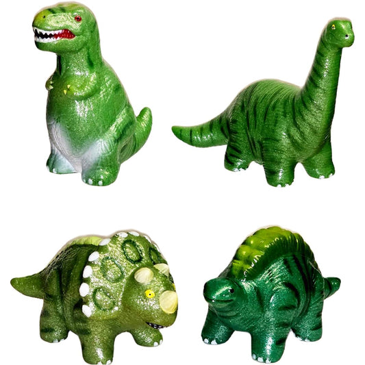 (Jet Creations) Jet Creations Dinosaur Figure Set 4.5" Pearlescent Green Desktop Display Neo Squishy Toys for Kids Ages 3 and Up Stress Relief 4 Pack