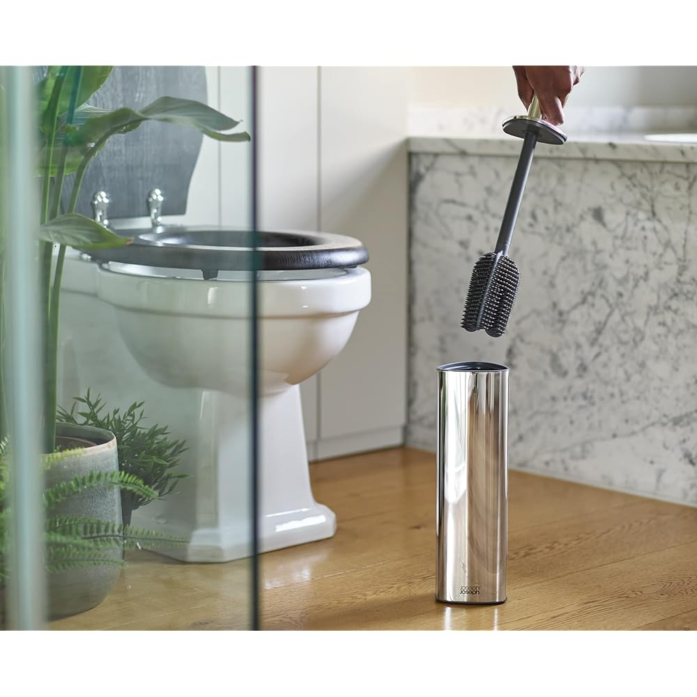 Joseph Joseph Toilet Brush Toilet Cleaning with Case Flexible Head 360 Luxe Stainless Steel [Genuine Product] 70583