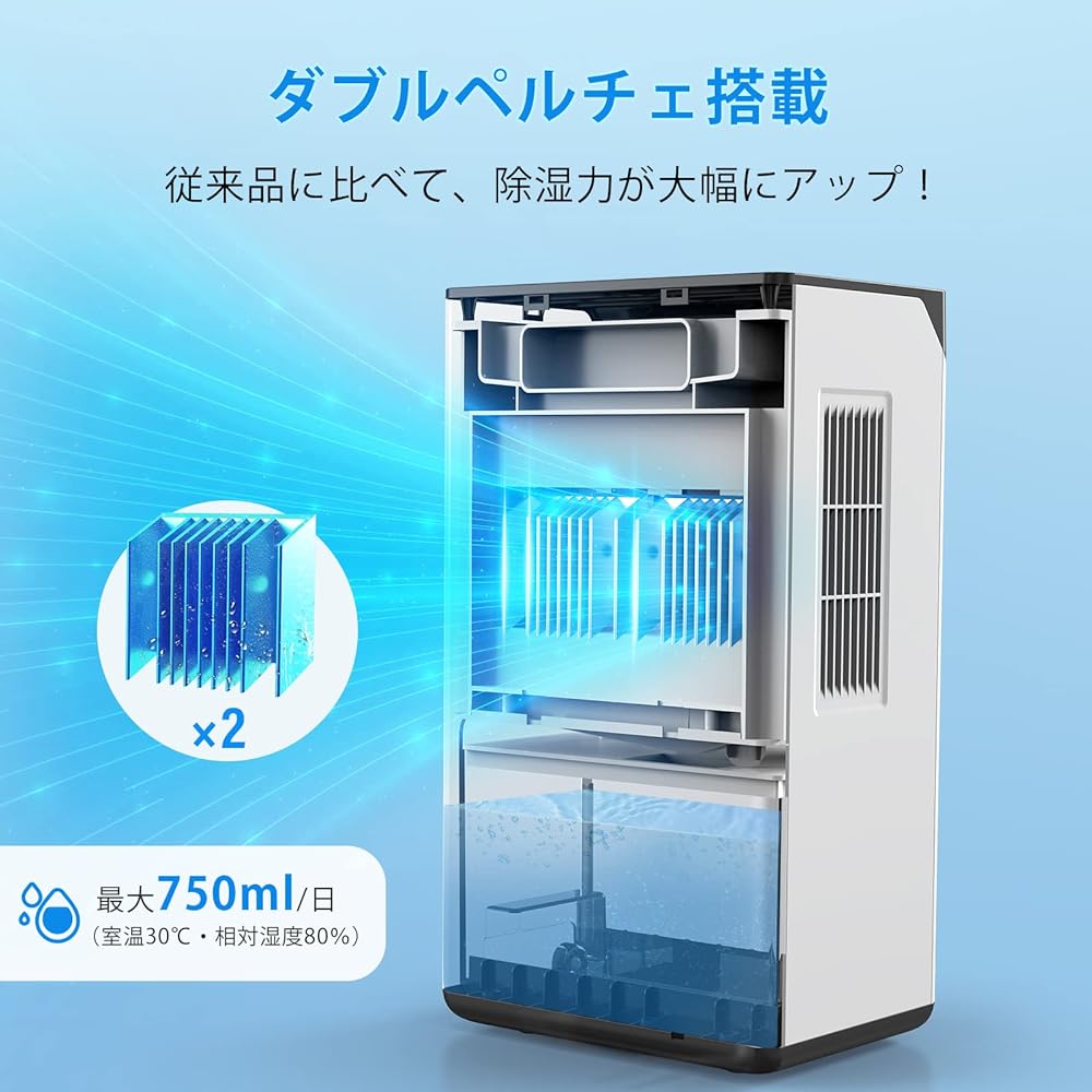 Hysure Dehumidifier, Small, Large Capacity, 2,000 ml, Continuous Drainage & Remote Control & Air Flow Switching, Compact, Silent, Energy Saving, Powerful, Popular, Dehumidifier, Moisture Protection,