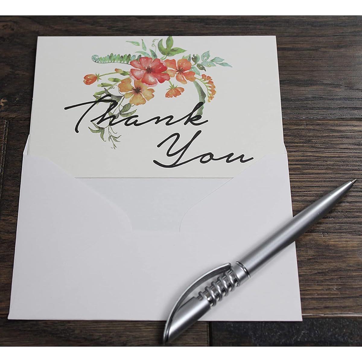 Blank Thank You Notes, Floral, Watercolor, Pack of 100, 4x6 Inch