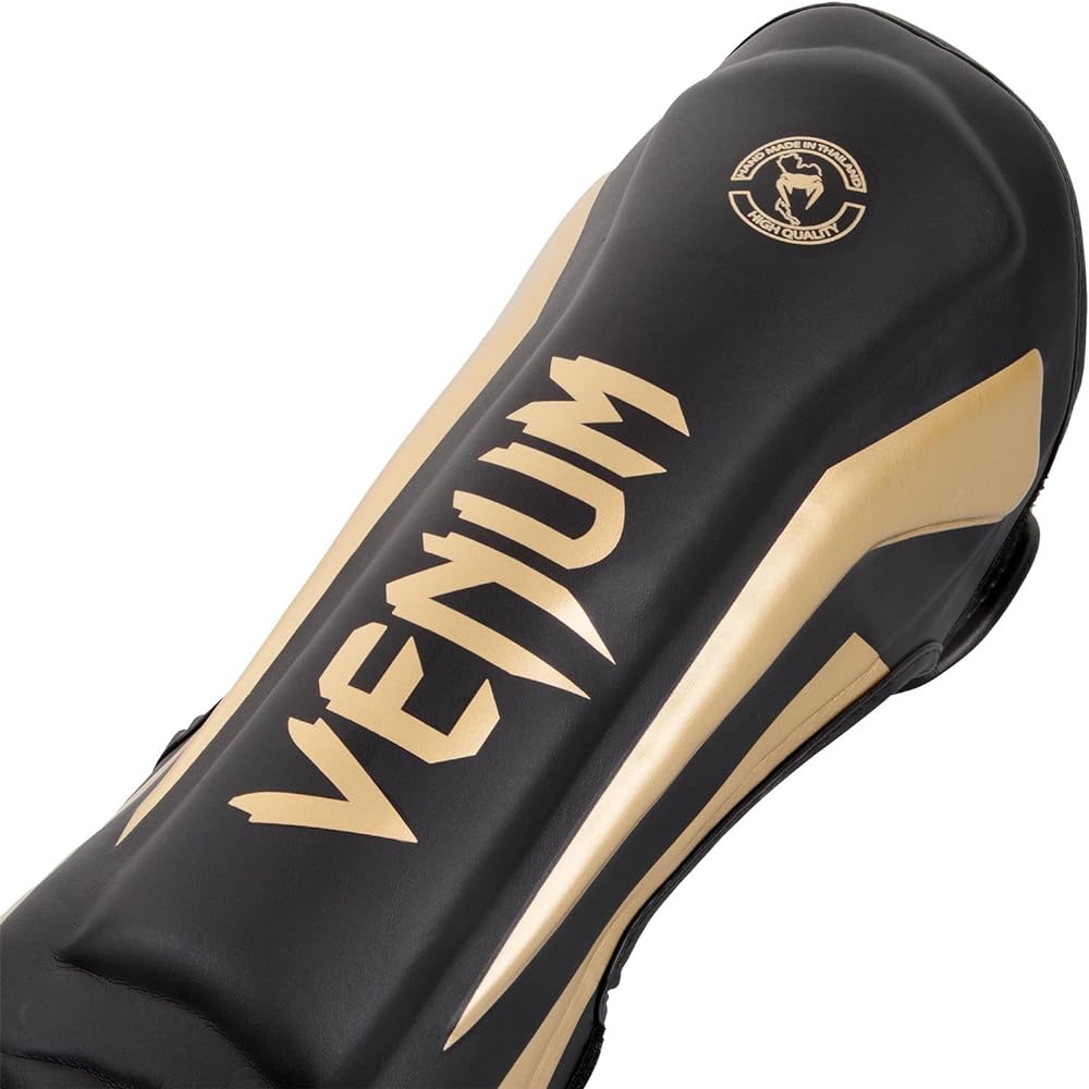 VENUM Leg Guard ELITE SHIN GUARDS (Black x Gold) VENUM-1394-126 // Legs Kickboxing Martial Arts Armor Protector