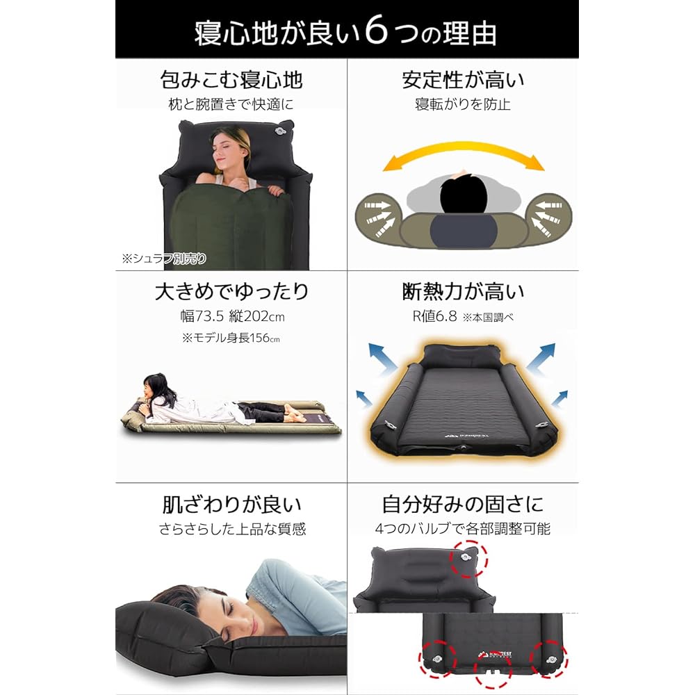 [Sleeping comfort loved by Americans] IFORREST One-size enveloping camping mat Inflator mat Ultra-lightweight, compact, automatic inflation, sleeping in the car, disaster prevention, IFORREST [Popular in the United States and Canada]