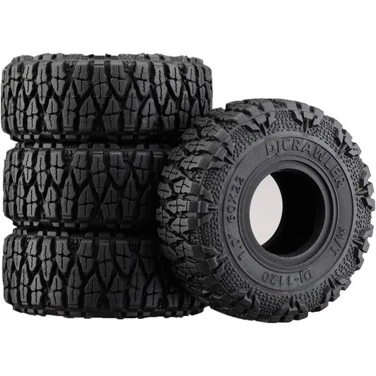 1.0 Drag Tire 60 * 22mm for SCX24 Wheel Upgrade 1/24 Scale RC Crawler Wide M/T Tire DJCRAWLER Rubber Soft Tire Axial Bronco Gladiator B17 1/18 TRX-4M Defender FMS FCX24 Parts Power Wagon