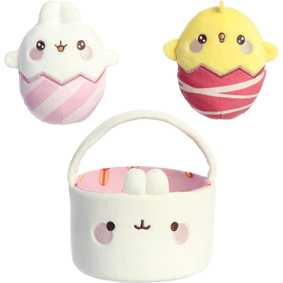 Aurora® Playful Molang Easter Basket Plush - Adorable Character Design - White 6"