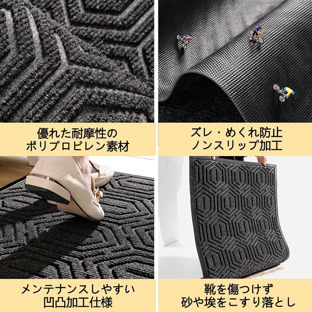 Entrance mat, commercial use, outdoor, indoor, anti-slip, mud removal mat, water absorption, door mat, durable, standard mat, washable, simple, office, store, office, company, home, indoor, blue 80 x 120 cm