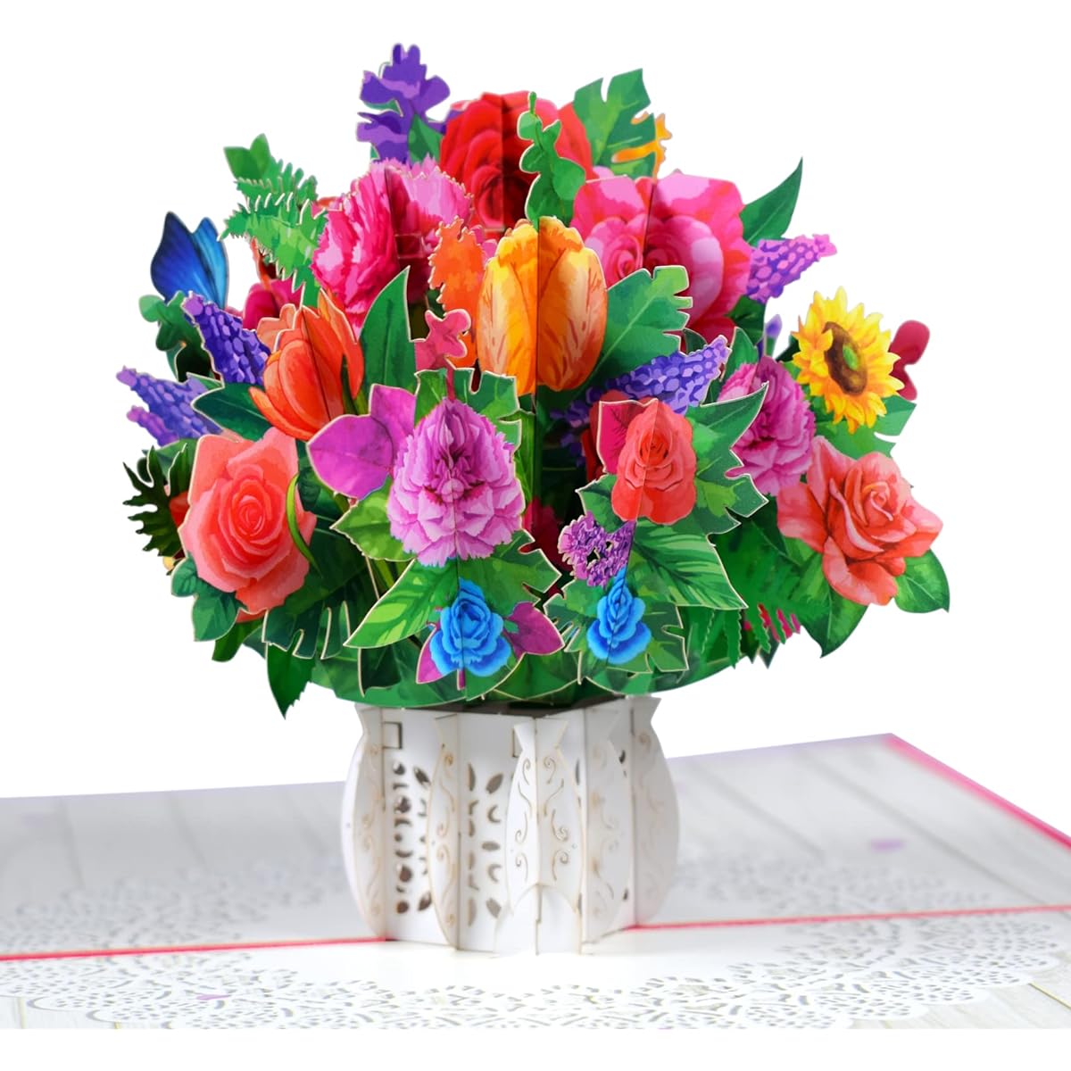 Magic Ants Pop Up Cards Greeting Cards Flower Bouquet Flower Mother's Day Father's Day Anniversary Card Birthday Card Love Card Valentine's Day Card Thank You Card for Any Occasion (Tulips & Roses)