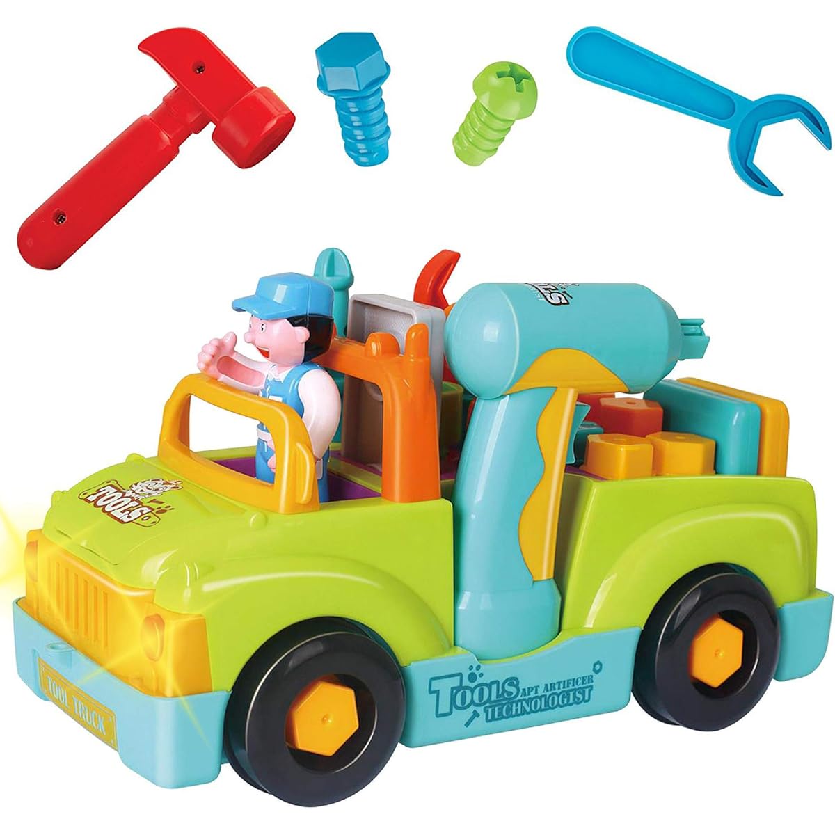 Liberty Imports Fun Assemble-Disassemble Multi-Function Toy Tool Truck with Electronic Drill and Tools