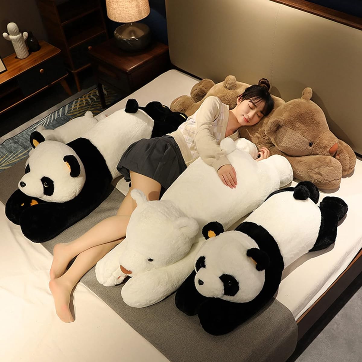 Panda stuffed animal, bear, hug pillow, cushion, Christmas, girl, child, woman, gift, stuffed animal, animal, birthday present, toy, sleeping pillow, fluffy, soft, 100cm, collection, interior, Valentine's Day, gift, style 03, healing, sewn wrapping