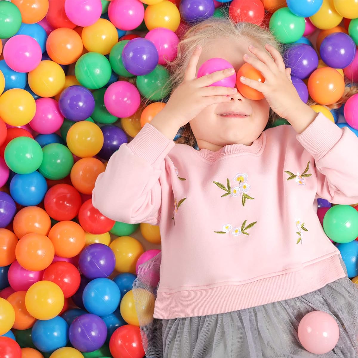 TrendBox 100 Balls Pit Balls Colorful Ocean Balls for Babies Kids Soft Plastic Balls for Birthday Parties Events Playground Games Pool - 2.2 Inch