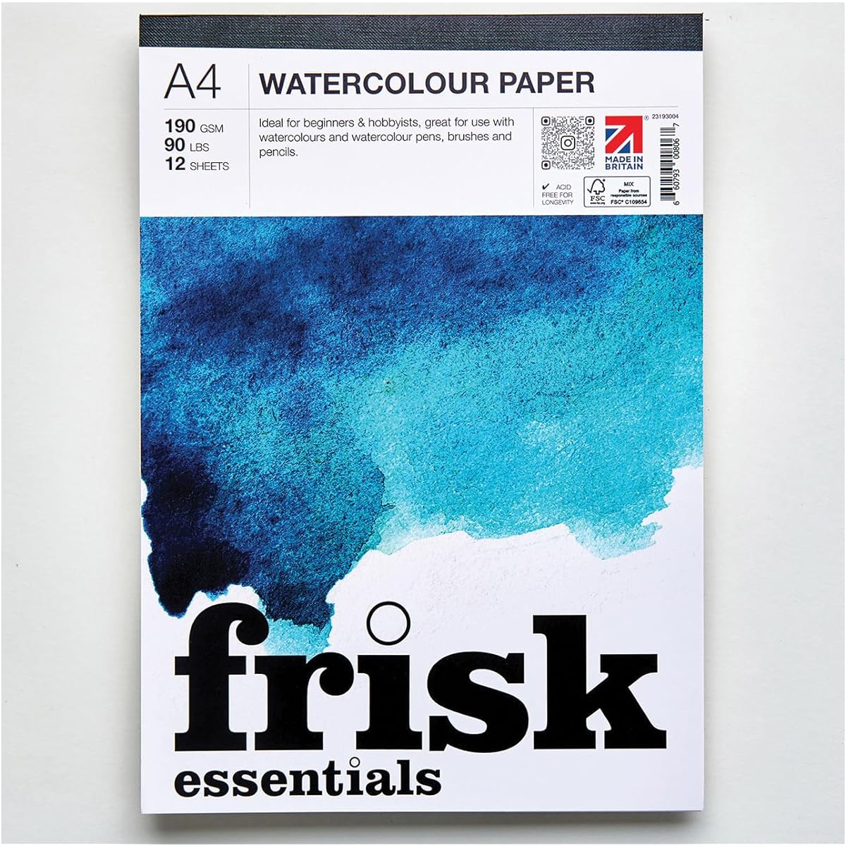 Frisk Essentials Watercolour Paper Pad 190gsm 12 Sheets A5 White