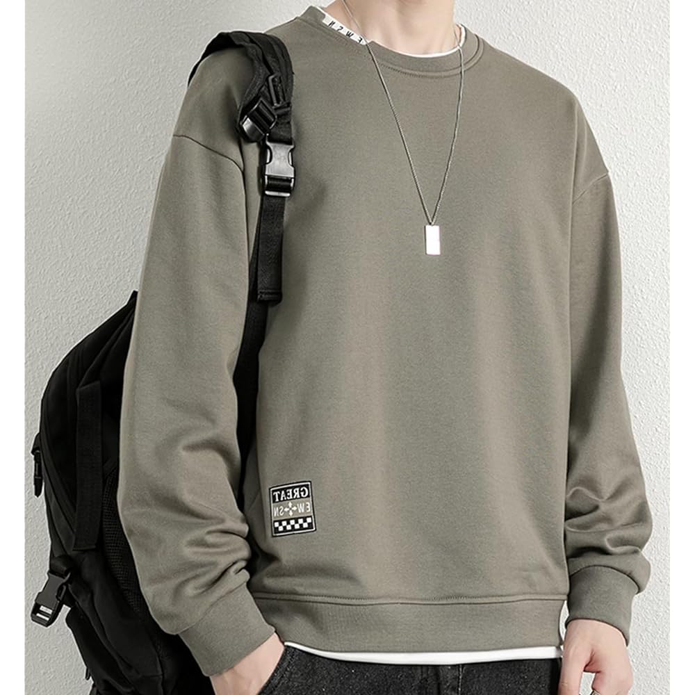 [Bligo] Autumn Sweatshirt, Men's, Large Size, L-8XL, Pullover, Long Sleeve, Round Collar, Layered, Casual, Plain, Big Silhouette, Layered Style, Stylish, Loose, Drop, Long T-shirt, Casual, Popular, Spring, Winter Clothes