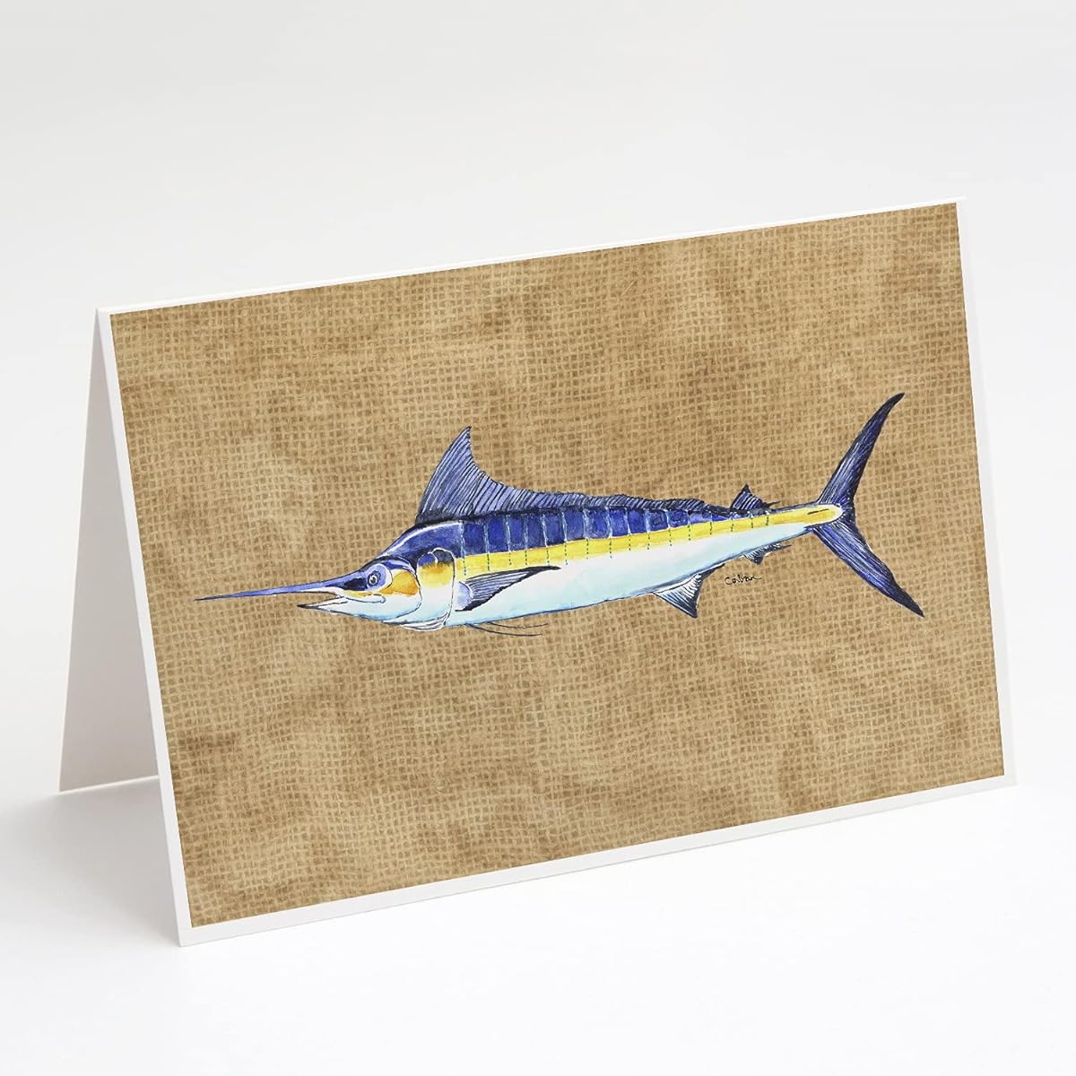 Caroline's Treasures 8818GCA7P Blue Marlin Greeting Cards and Envelopes Pack of 8 Blank Cards with Envelopes Whimsical A7 Blank Greeting Cards