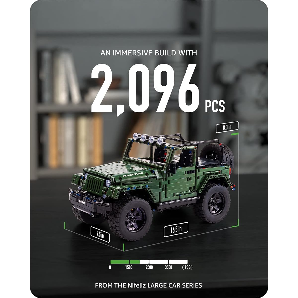 Nifeliz Off-Road Pickup Truck Wrange MOC Technic Building Blocks Engineering Toys Adult Collectible Model Car Kit for Building 1:8 Scale Truck Model (2096 Pieces)