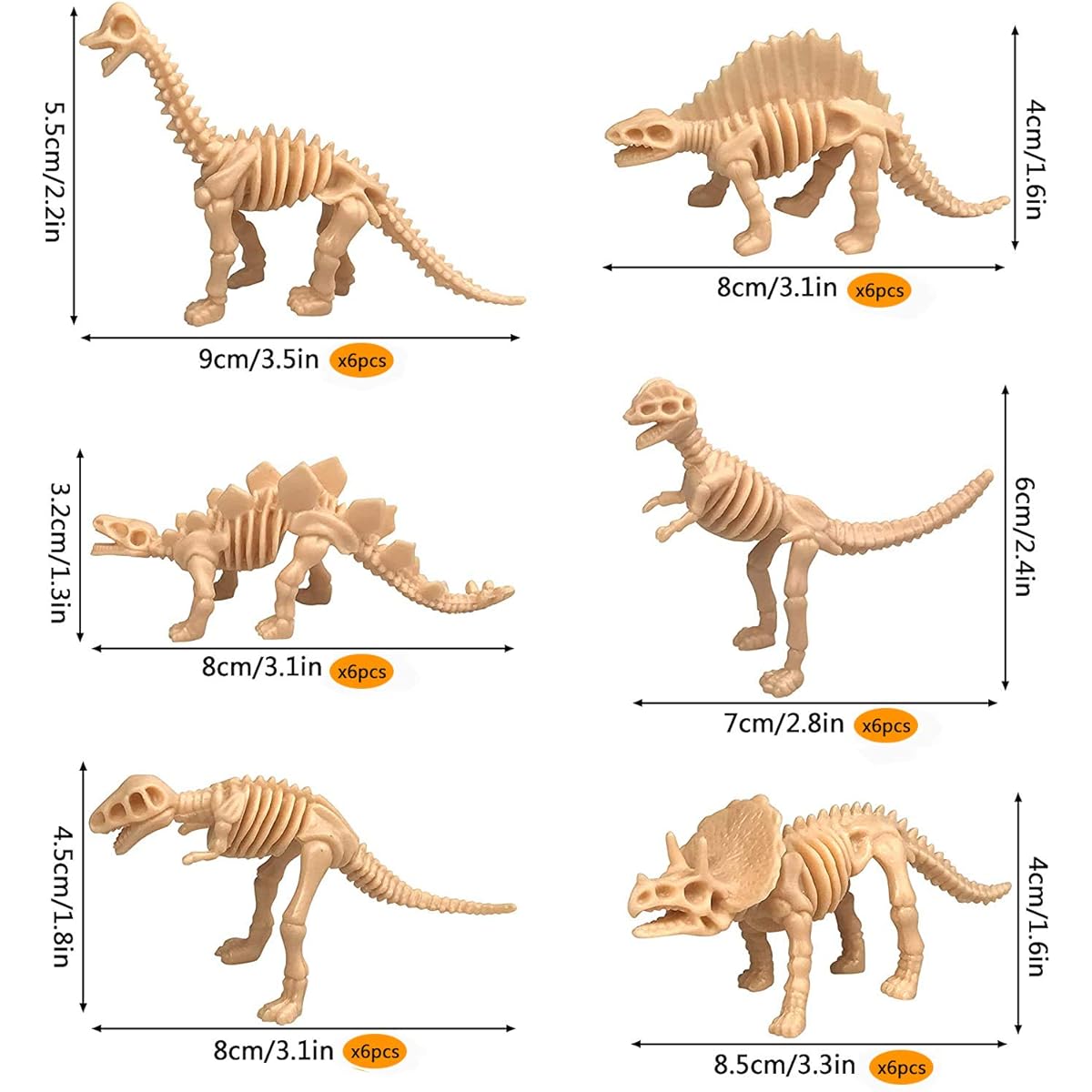 PPXMEEUDC 48 Pieces Dinosaur Fossil Skeleton Dinosaur Skeleton Toy Assorted Figures Dinosaur Bones Birthday Party Room Desk Decor Science Play Dinosaur Sand Dig Party Favors Decorations