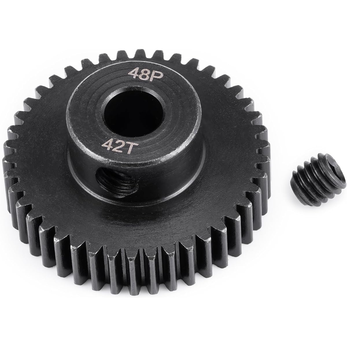 BRKRC Steel 48P Motor Gear 5mm Bore 40-45T Pinion Gear for 1/10 1/8 1/6 1/5 RC Buggy Monster Truck Drift Car Off-Road Crawler Parts (42T)