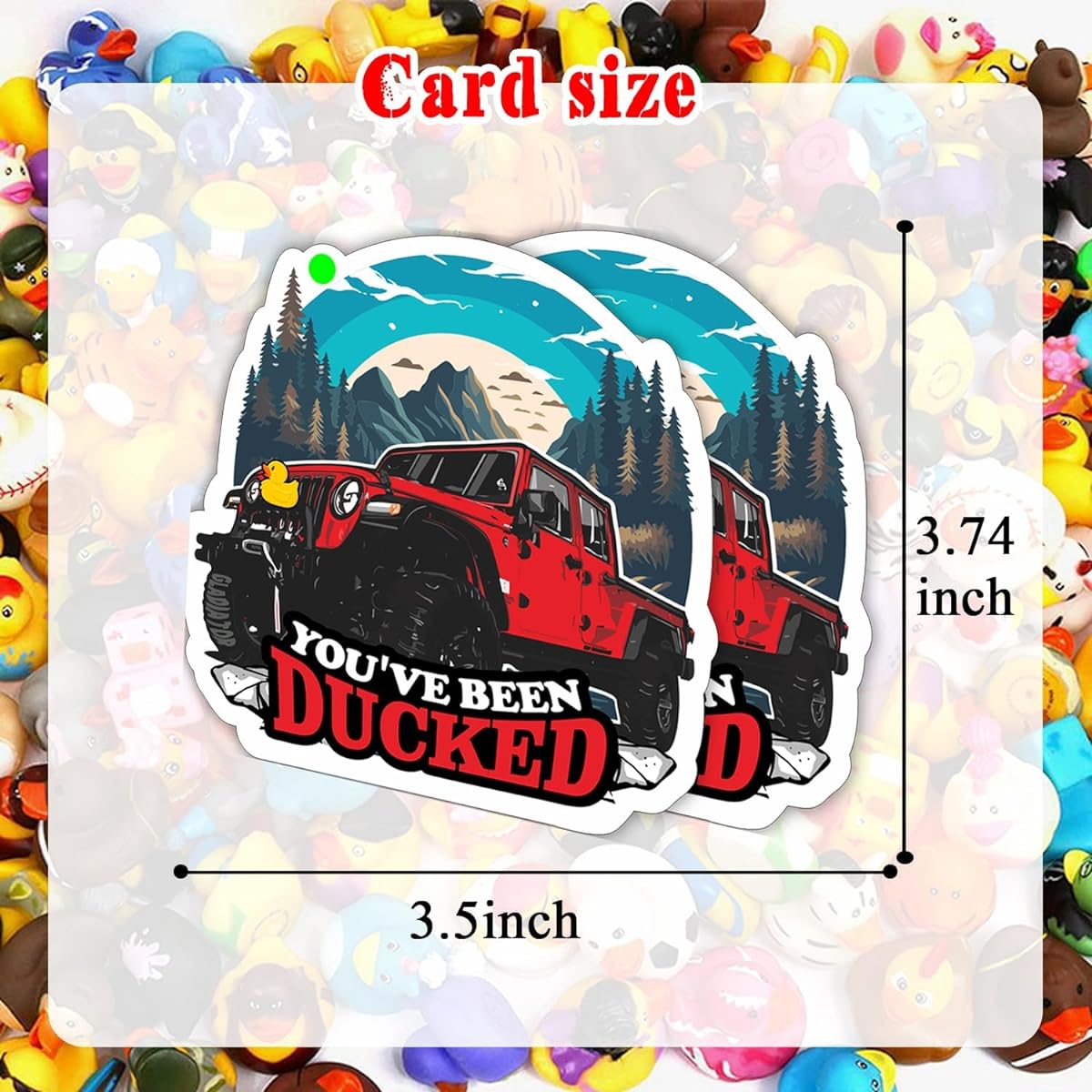 7FD235 Duck Tags, You've Been Ducked Cards, Duck Duck Game Cards, Duck Tags with Holes and Elastic Bands, Red SUV Car Retro Style Design, Pack of 50 7FD235