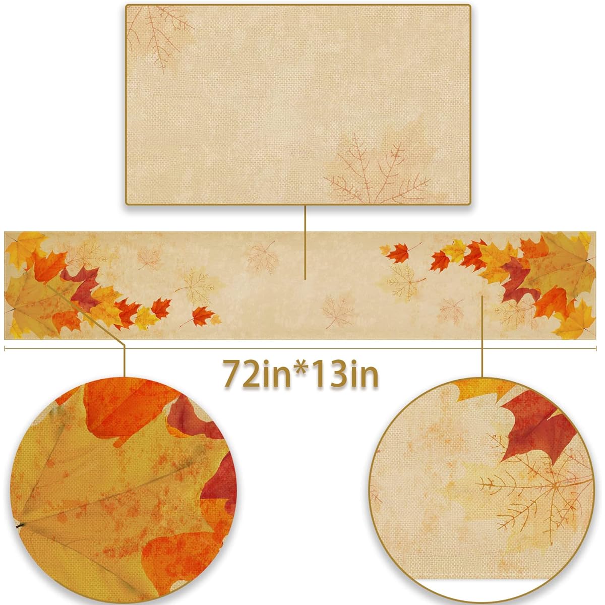 Pudodo Linen Maple Leaf Table Runner Fall Thanksgiving Farmhouse Fireplace Kitchen Dining Room Home Decor