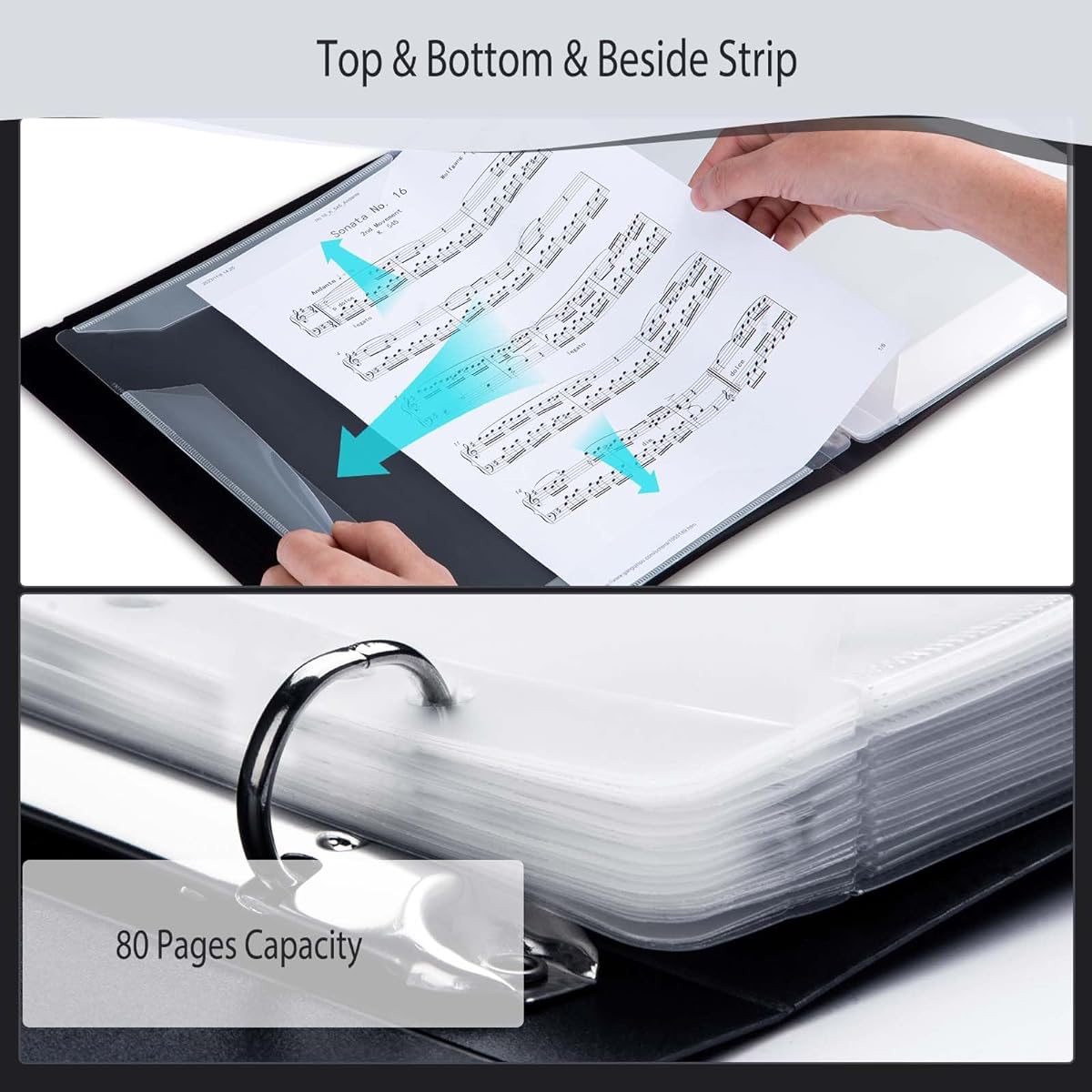 Wantusee Sheet Music Folder 80 Pages Sheet Music Binder Organizer Sheet Music Storage Writable Removable Choir Folder for Musicians Size 8.5 x 11 Inch/A4 Notebook Binder Music Organizer