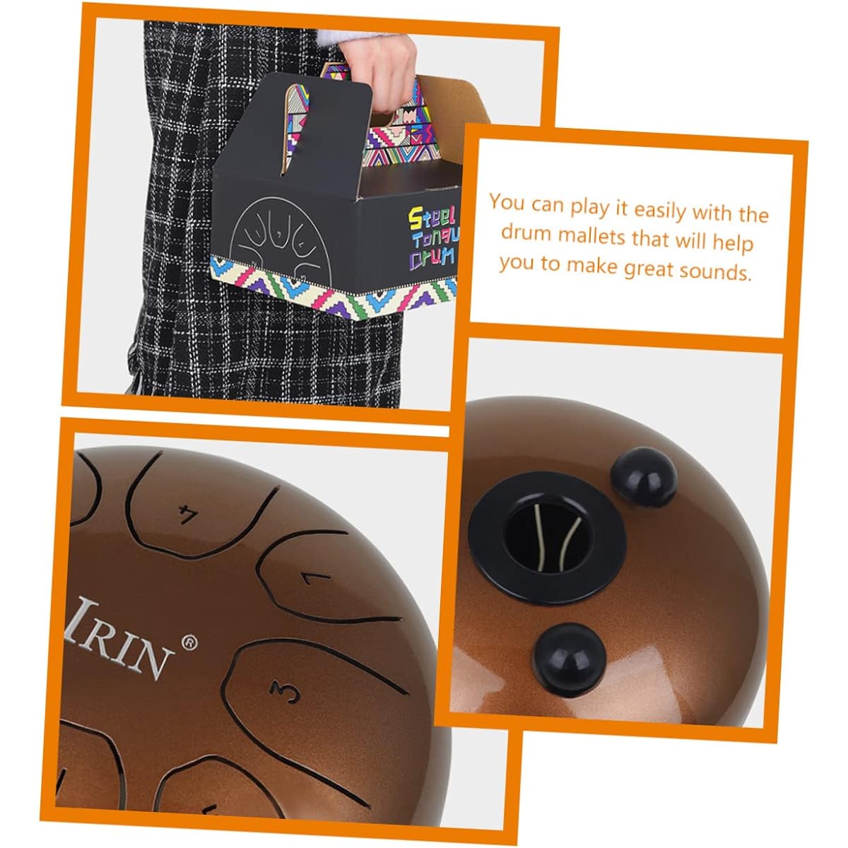 SWOOMEY 1 Set Wangyou Taiko Ether Drum Metal Ether Drum Handpan Tank Drum Children's Music Toy 6 Note Handpan Drum Portable Drum Alloy Carbon Steel Unique Steel Drum