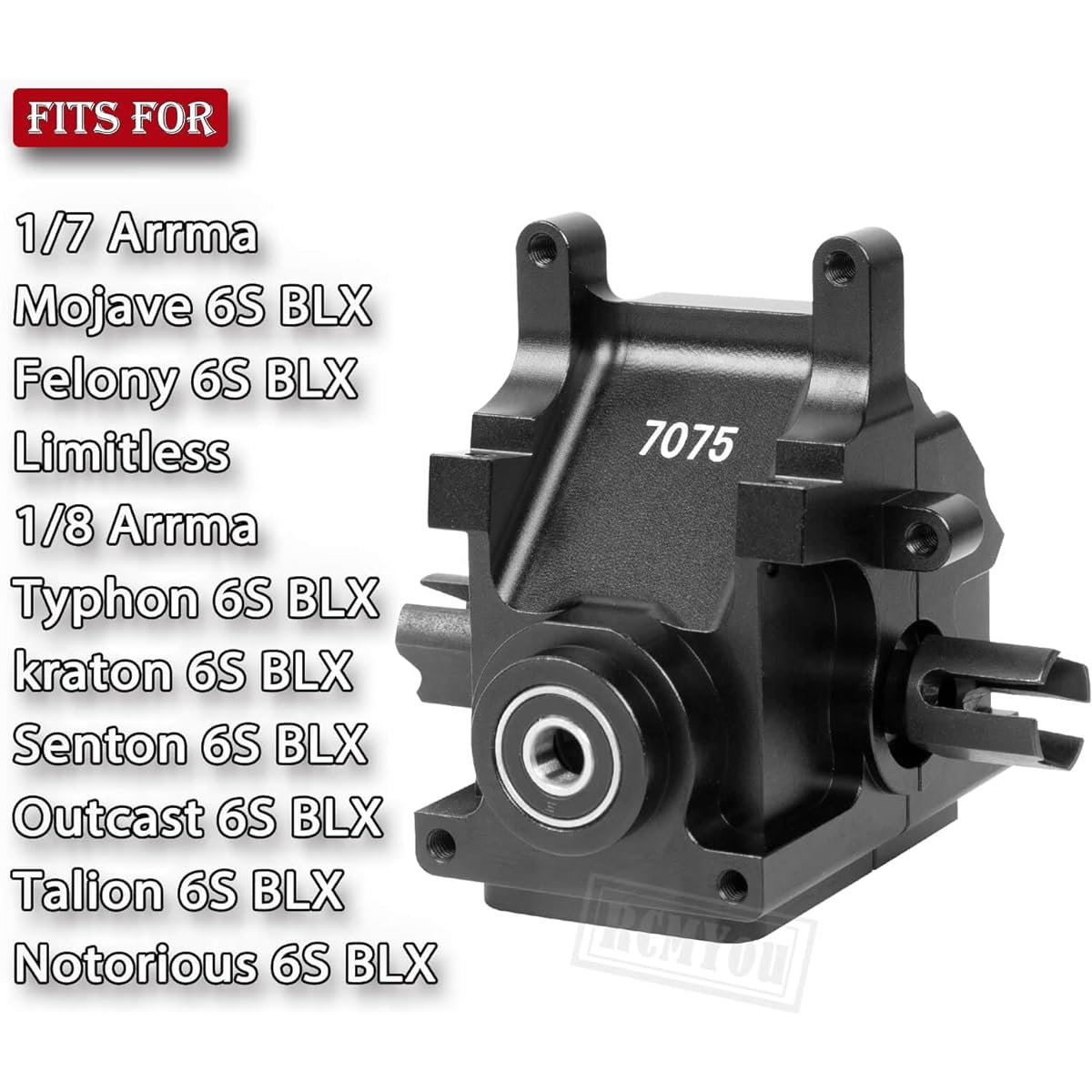 RCMYou Aluminum RC Gearbox Case Upgrade Parts for 1/7 Arrma Mojave Limitless 6S 1/8 Arrma Typhon Karton Senton Outcast Talion 6S Black