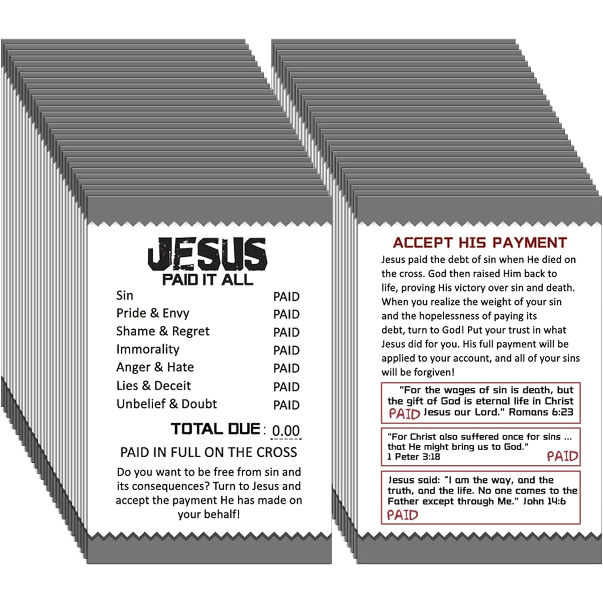 Noveread 200pcs Jesus Paid It All Mini Prayer Cards Motivational Bible Verse Cards Gospel Lore Bulk Religious Inspirational Scripture Cards Christian Gifts for Women Men