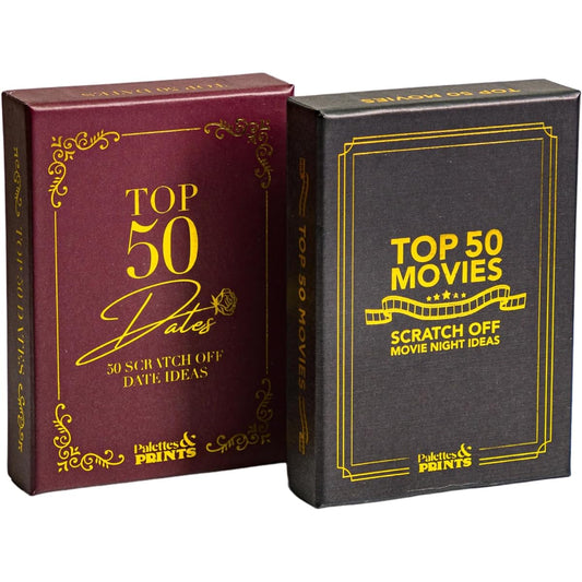 Palettes and Prints Top 50 Movies & Top 50 Dates Scratch Off Card Set