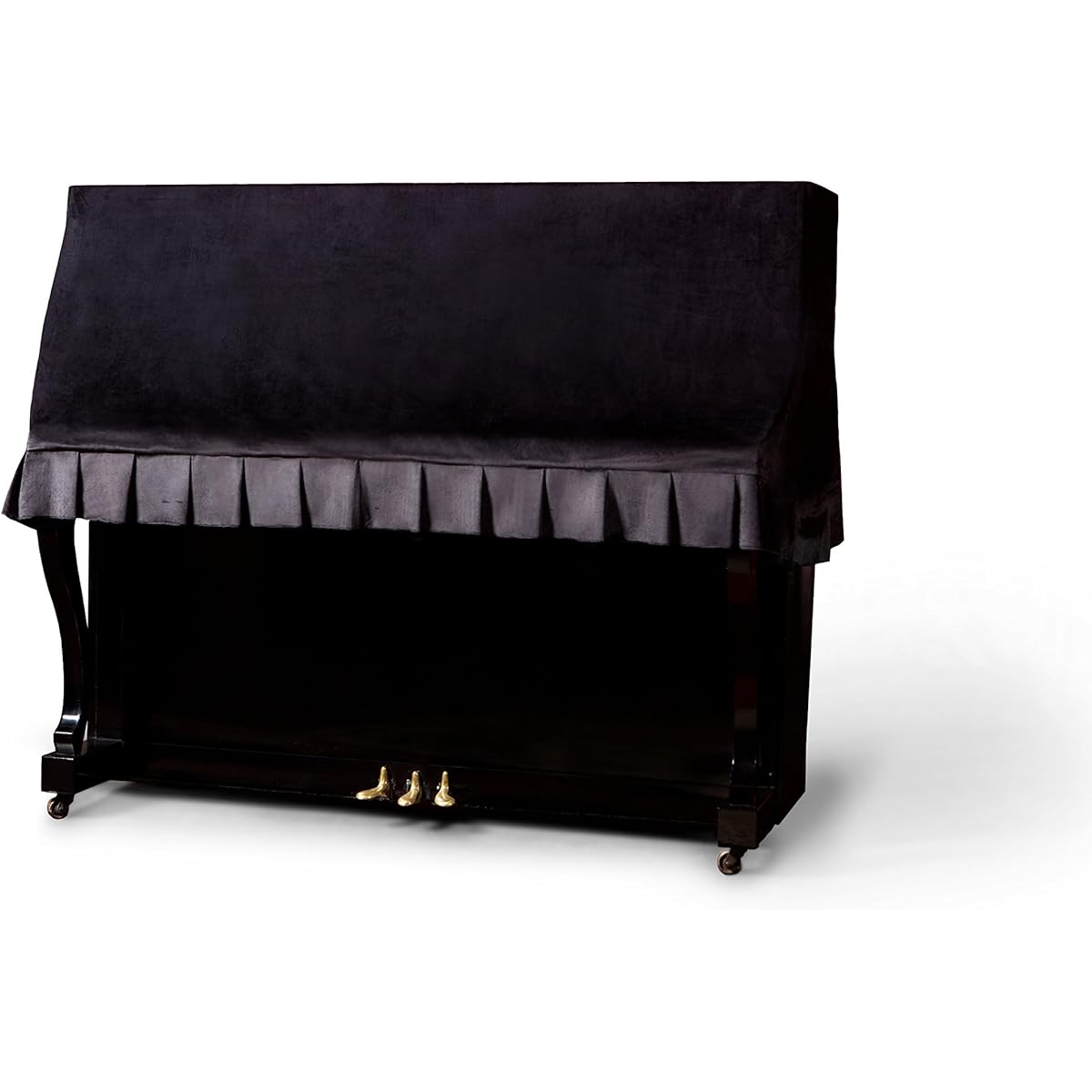 Clairevoire Classic: Premium Velvet Upright 1/2 Piano Cover | Waterproof | Handcrafted with premium velvet | Double layer design | Fits standard size upright piano (black)