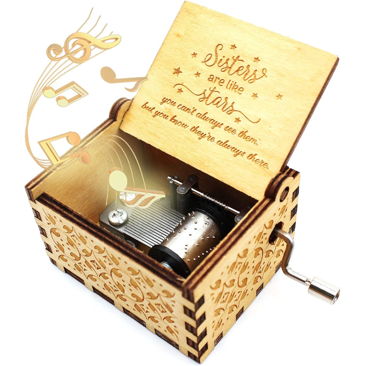ukebobo Wooden Music Box You are My Sunshine Music Box Gift for Sister Gift for Best Friend Newest Design Music Box 1 Set (Star)