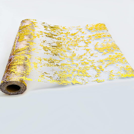 598" x 11" Gold Table Runner, Extra Long Gold Runner Sequin Metallic Gold Mesh Table Runner Roll, Gold Table Decorations for Events Parties Wedding Birthday Christmas Table Centerpieces 50 Feet