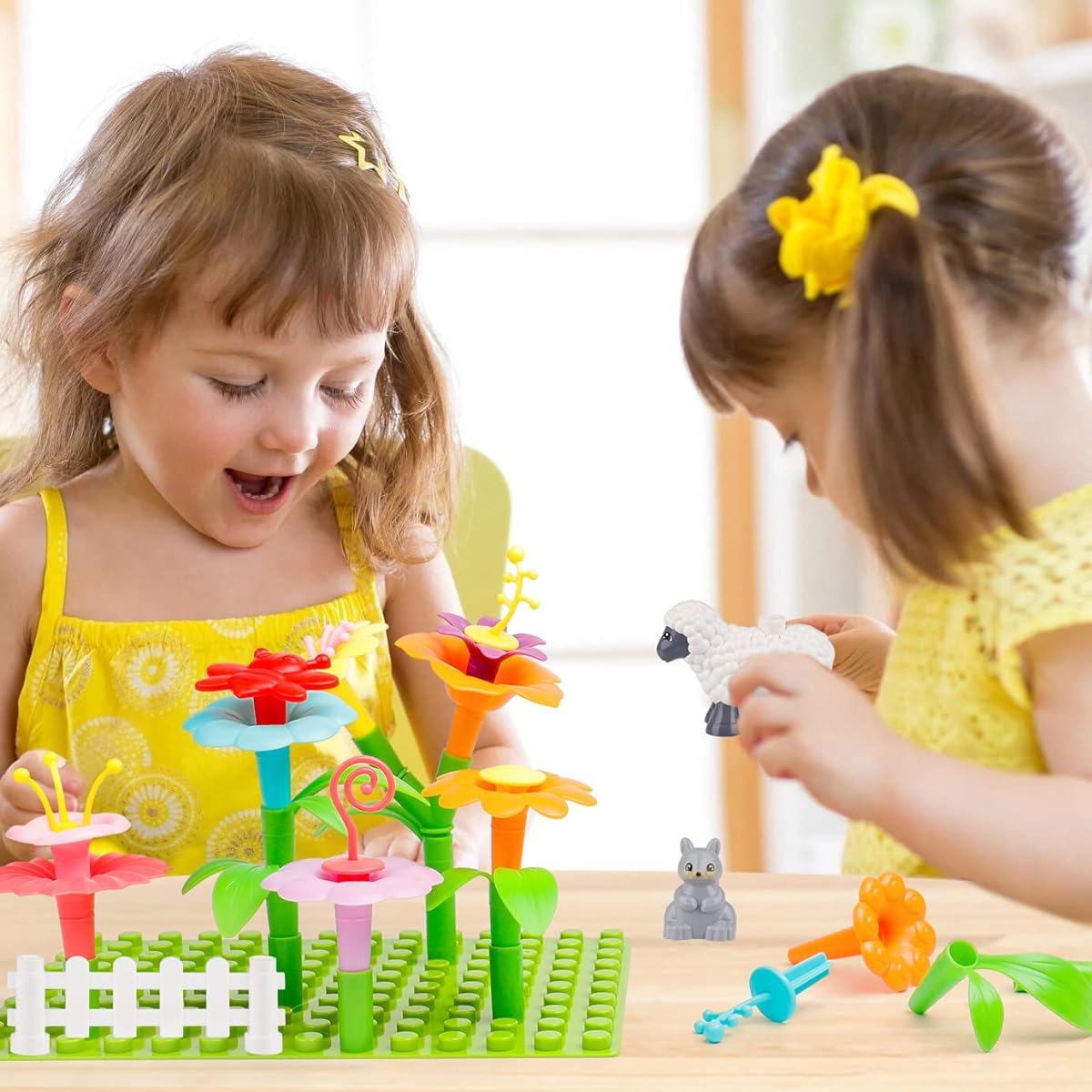 PREPOP Flower Building Toy Set for Toddlers Girls Birthday Gift Fine Motor Skills Toys for Ages 3, 4, 5, 6 STEM Crafts and Creating a Garden with Insects and Animals