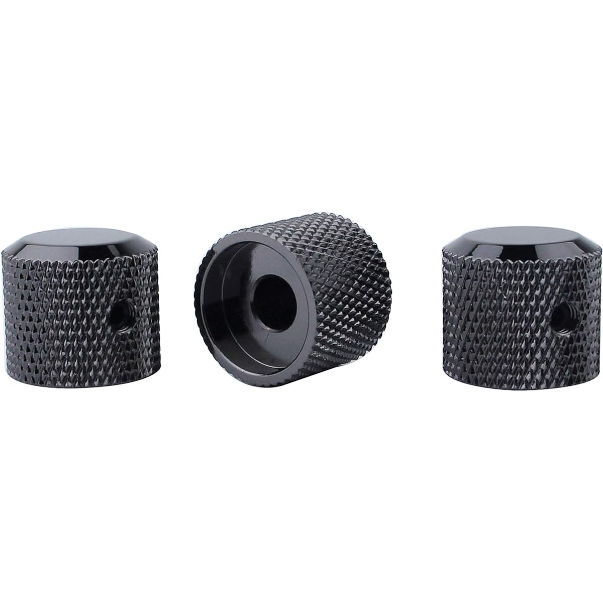 Guyker 3Pcs Potentiometer Control Knob Diameter 6mm (0.24") Shaft Pot - High Grade Knurled Volume Tuning Audio Knob for Electric Guitar or Precision Bass - CNC Machined (Smoke Gray)