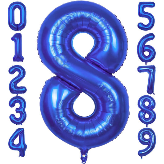 8 dark blue balloons